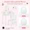 Costway Kids Vanity Set with Lighted Mirror Chair 2-Color LED Lighting for Girls Makeup White/Pink